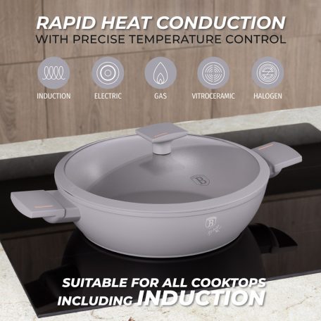 Berlinger Haus Taupe Collection alacsony lábas fedővel 3,8 L 28 cm BH-8098 