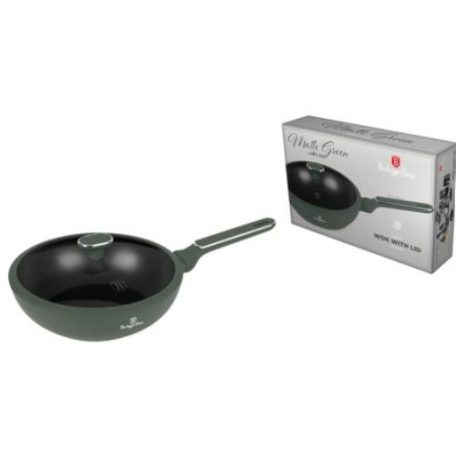 BH-8159 WOK+FEDŐ 28 CM MATTE GREEN