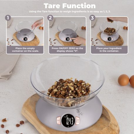 Berlinger Haus Taupe Collection digitális konyhai mérleg tállal BH-9616