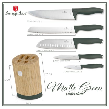 Berlinger Haus Matte Green Collection 6 részes konyhai késkészlet  BH-2757 