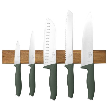 Berlinger Haus Matte Green Collection 6 részes késkészlet akácfa mágneses akasztóval  BH-2978 