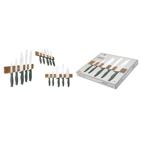 Berlinger Haus Matte Green Collection 6 részes késkészlet akácfa mágneses akasztóval  BH-2978 