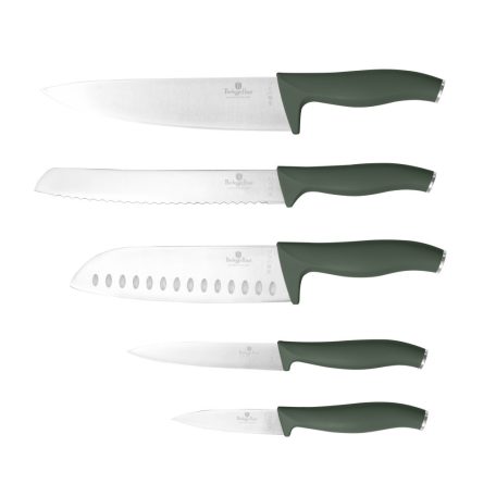 Berlinger Haus Matte Green Collection 6 részes késkészlet akácfa mágneses akasztóval  BH-2978 