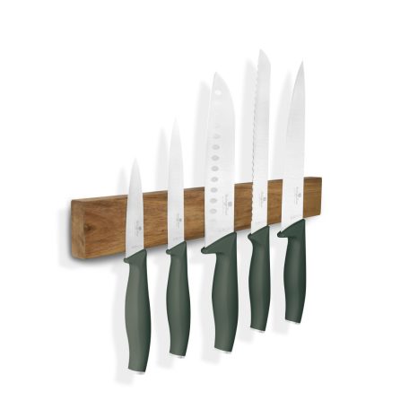 Berlinger Haus Matte Green Collection 6 részes késkészlet akácfa mágneses akasztóval  BH-2978 