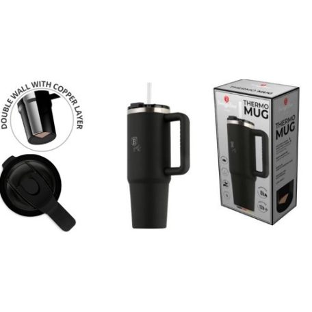 Berlinger Haus Matte Black Collection  Termosz bögre szívószállal 1L 