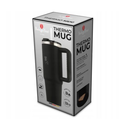Berlinger Haus Matte Black Collection  Termosz bögre szívószállal 1L 