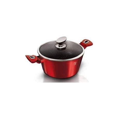 Berlinger Haus Metallic Burgundy Line magas lábas márvány bevonattal, fedővel, 24 cm BH-1258N