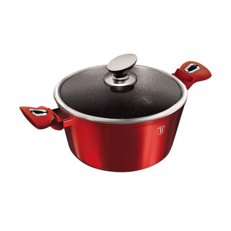 Berlinger Haus Metallic Burgundy Line magas lábas márvány bevonattal, fedővel, 24 cm BH-1258N