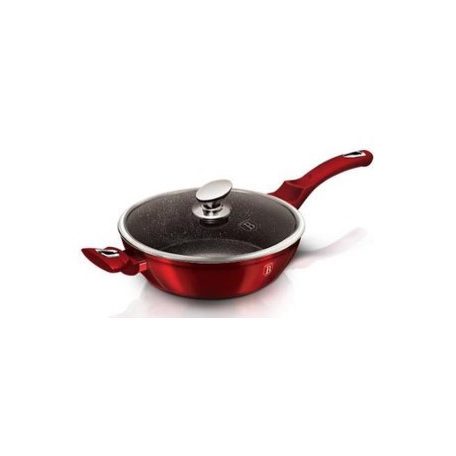 Berlinger Haus Metallic Burgundy Line mély serpenyő márvány bevonattal, fedővel, 28 cm BH-1260