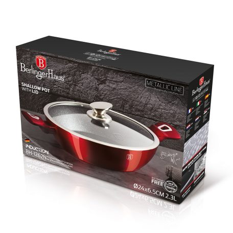 Berlinger Haus MetallicBurgundy Line lábas márvány bevonattal, fedővel, 32 cm BH-1264N