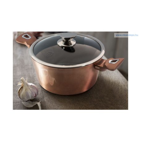Berlinger Haus Metallic Rosegold Line magas lábas márvány bevonattal, fedővel, 28 cm BH-1516N