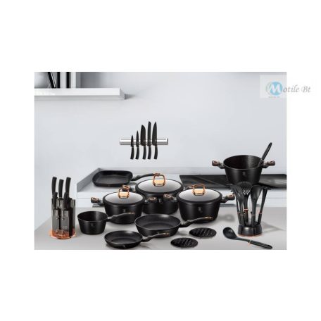 Berlinger Haus Black Rose Collection lábas márvány bevonattal, fedővel, 28 cm BH1640 N