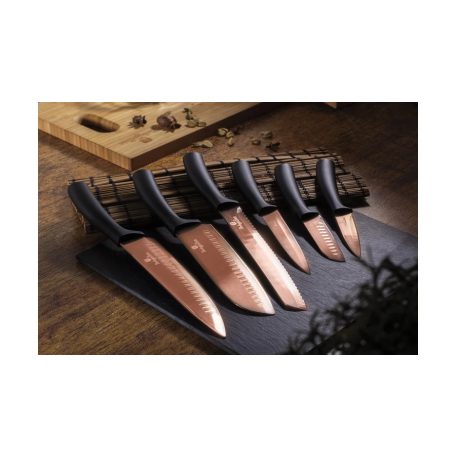 Berlinger Haus 6 db-os rozsdamentes acél késkészlet titán bevonattal, fekete rosegold BH-2611