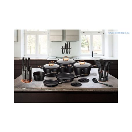 Berlinger Haus Black Rose Collection öntöttvas magas lábas fedővel, 24 cm BH-6492