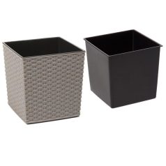   Lamela Juka Eco Rattan hatású  Virágtartó Kaspó  19x19 cm 826