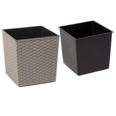 Lamela Juka Eco Rattan hatású  Virágtartó Kaspó  19x19 cm 826