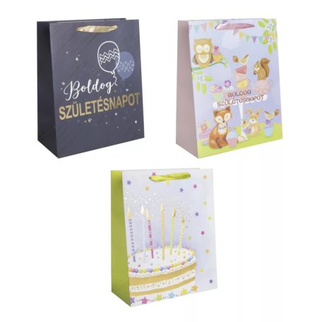 Papírtasak Szülinap 18X23 MIX037