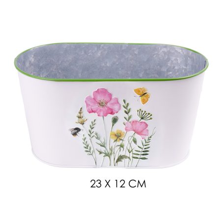 Bádog Kaspó Ovál Pipacs23X12 080960