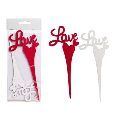 Fa Beszúrós Love*2 Piros/Feh 064423