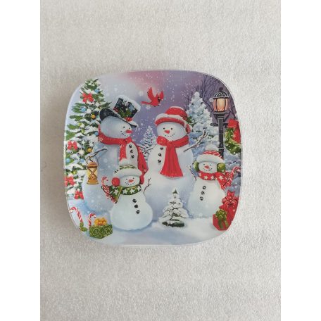 Üveg Tányér Hóember 20X20 102087