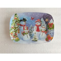 Üveg Kínáló Hóember 30X21 102095