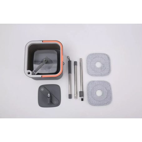 Spin Flat Mop  Kétrekeszes professzionális forgófejes felmosó szett, 2 extra mop fejjel