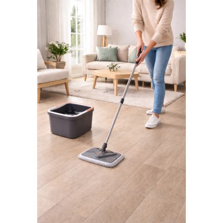 Spin Flat Mop  Kétrekeszes professzionális forgófejes felmosó szett, 2 extra mop fejjel